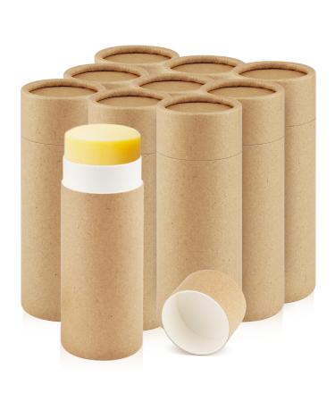 10 Pcs 2.5 oz Paperboard Deodorant Tubes Empty Push-Up Style Kraft Paper Tube Holder Cardboard Biodegradable Round Solid Container for DIY Homemade Lotion Bars body Deodorant Sticks- Brown