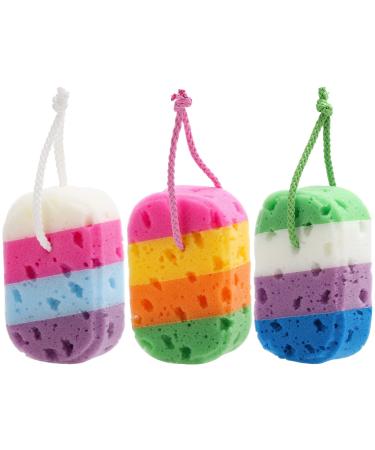 3 Pieces Exfoliating Bath Sponge Body Sponges Shower Loofah Soft Bathing Pouf Foam Lufa Body Scrubber