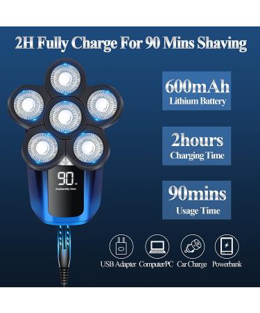 Bald Head Shaver 6 in 1 Cordless Waterproof Electric Razor for Men - Rechargeable, Wet Dry, USB Charging - Ideal for Head and Face Shaving - Buy Online on SooperMarket.com