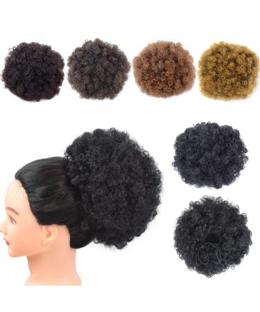 Afro Puff Drawstring Ponytail Synthetic Extension Short Kinky Curly Hair Ponytail Clip in Hair Extensions for Women Bun Ponytail Bun Hairpieces (Large 1B#) L 1B#
