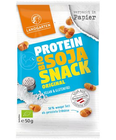 Landgarten Organic Protein Soya Snack Original | Protein-rich snack for on the go | 50 g (1 pack)