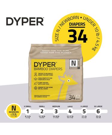 DYPER Bamboo Baby Diapers Newborn Size | Cloth Alternative for Day & Overnight | Plant-based Eco-Friendly Diapers | Hypoallergenic & Unscented | 34 Count Pack - Buy Online on SooperMarket.com