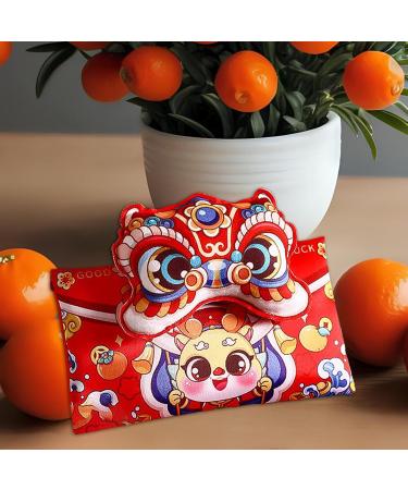 Harilla Hong Bao Red Packets Gift Packets Hongbao Lucky Money Chinese Lunar New Year Red Envelopes for Spring Festival Graduation Lion Head 18.5x15cm - Buy Online on SooperMarket.com