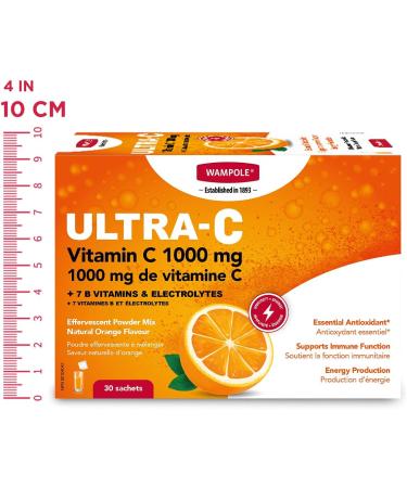 Wampole Ultra-C 1000 mg of Vitamin C + B Vitamins & Electrolytes Effervescent Powder Mix Immunity Energy and Hydration (1 Pack) - Buy Online on SooperMarket.com