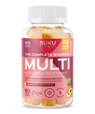 Suku Vitamins - The Complete Women's Multivitamins Enriched with Vitamin K2 Vitamin A and More Easy to Chew Sugar-and-Gluten-Free Gummy Vitamins Non-GMO 60 Counts