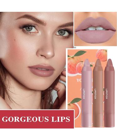 Fusang 3Pcs Nude Matte Lipstick Set - Long Lasting & Nourishing Lipgloss Set | Waterproof Velvet Lip Gloss Set | Crayon Matte Lip Stain for Women - Buy Online on SooperMarket.com