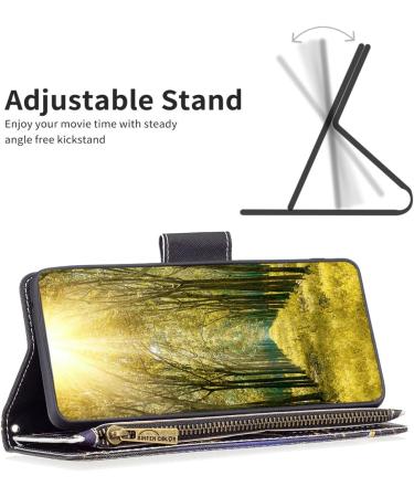 VQWQ Mobile Phone Case for Xiaomi Redmi Note 12 5G & Poco X5 - Protective Leather Pocket with Lanyard & Zipper - Butterfly 3 Folding Cover - Buy Online on SooperMarket.com