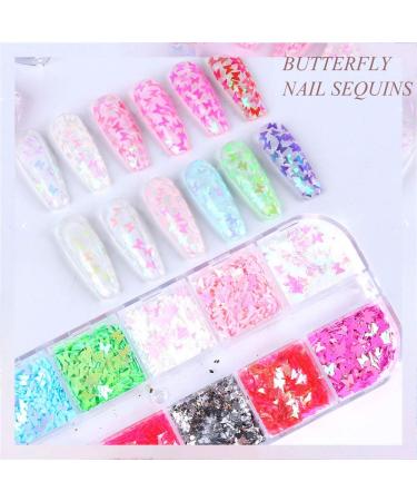 Kalolary 3D Butterfly Nail Art Glitter Sequins - Colorful Holographic Foil Debris for Women's Nail Decoration - Buy Online on SooperMarket.com