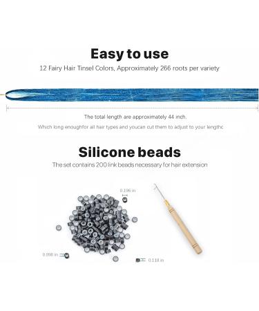 Hair Tinsel Hair Tinsel Kit with Tools Tinsel Hair Extensions 12 Colors 3200 Strands Glitter Hair Tinsel Heat Resistant 46 Inch Fairy Hair 12Colors-46Inch-3200Strands 12 Colors with kit - Buy Online on SooperMarket.com