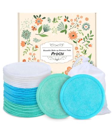 ProCIV Makeup Remover Pads Reusable 18 Packs Bamboo Cotton Rounds Pads Cleansing Cloth Wipe With Laundry Bag Washable Clean Skin Care Facial Toner Pads Cleansing Towel Wipes (3.8 inch) Multicolor