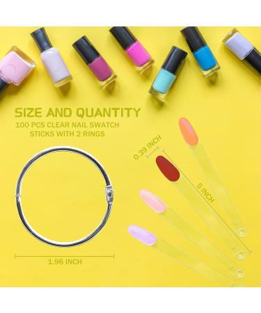 100 Pcs Clear Nail Swatch Sticks with Ring | COCOJAM Fan Shaped Color Swatches | Transparent False Nail Polish Sample Sticks for Nail Art - Buy Online on SooperMarket.com