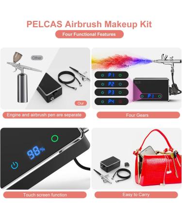 PELCAS Airbrush Makeup Kit | 32PSI Airbrush Paint Gun with Compressor | Breeze Airbrush System Set for Face & Body | Portable Cosmetic Starter Kit - Buy Online on SooperMarket.com