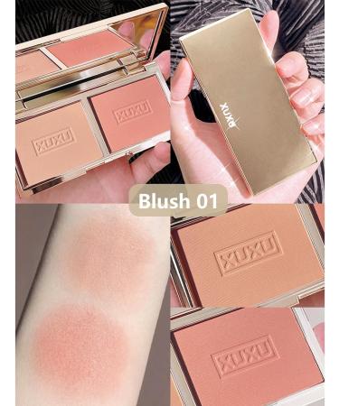 Matte and Shimmer Blush Palette with Mirror and Brush - Long-Wearing Natural-Looking Cheek Tint - 01 (1g) - Buy Online on SooperMarket.com