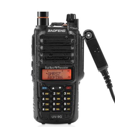 BAOFENG UV-9G GMRS Radio Waterproof IP67, Outdoors Two Way Radios Long Range Rechargeable, Handheld Dual Band NOAA Scanner, GMRS Repeater Capable, Programming Cable Included 1PCS+Programming Cable