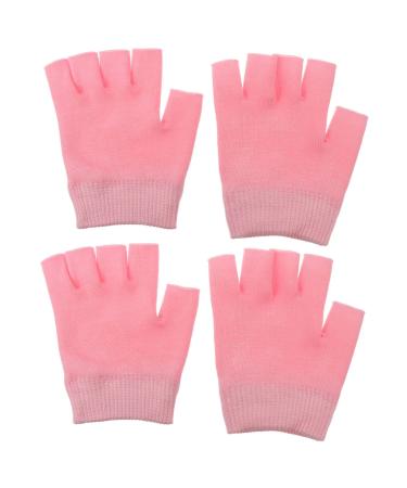 HAPINARY 2 Pairs Gel Gloves Half Finger Gloves Fingerless Moisturizing Gloves for Dry Hands Skin Care Gloves Comfortable Gloves Cotton Moisturising Gloves at Night Lotion Miss Dipping Pink