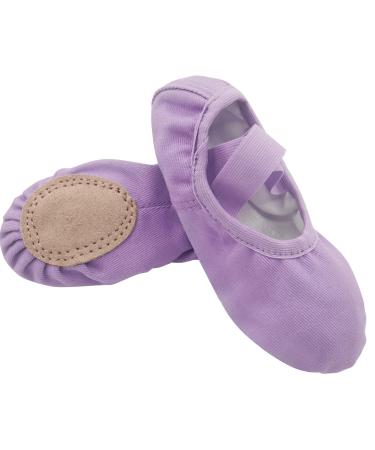 Seaur ballet shoes girls glitter sequin/satin ballet snaps leather sole ballet dance shoes for children - 23-35 EU 27 EU D02 canvas purple