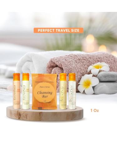 Terra Pure Wild Citrus Hotel Amenities Set - 300 Organic Paraben-Free 1oz Shampoo Conditioner Body Wash Lotion & Soap Bar - Ideal for International eCommerce - Buy Online on SooperMarket.com
