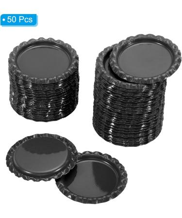 PATIKIL 1 Inch Flat Decorative Bottle Caps 50 Pack Craft Bottle Pendant Trays Double Sides Printed for DIY Pendants Craft Scrapbooks Black - Buy Online on SooperMarket.com