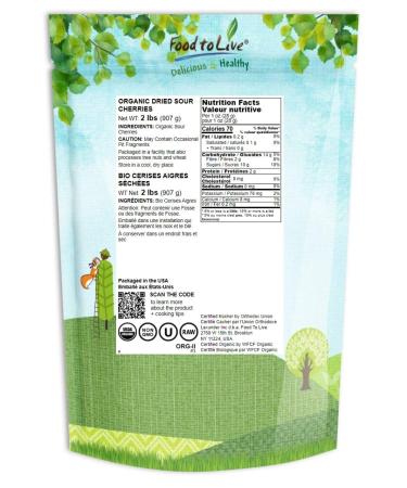 Organic Dried Sour Cherries 2 Pounds - Non-GMO Raw Fruit | Sun-Dried & Unsweetened Prunus Cerasus - Vegan & Kosher Bulk Option - Buy Online on SooperMarket.com