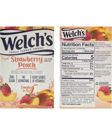 Welchs Singles To Go Variety! Strawberry Peach Cherry Pomegranate & Grape (Pack Of 6) pack - Buy Online on SooperMarket.com