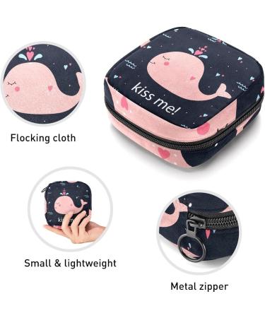 Kiss Me Pink Whale Sanitary Napkin Storage Bag | Menstrual Cup Pouch | Nursing Pad Holder | Tampon Bags | Portable Period Bag - Multi-colored - Buy Online on SooperMarket.com