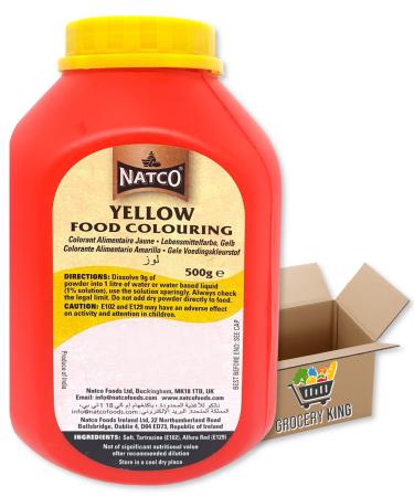Food Colouring Powder Tub 500g | YELLOW | Curries Savoury Dishes Cakes Baking Sweets Grocery King Yellow Food Colouring Tub 500g