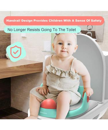 Enteenly Potty Training Seat for Kids | Toddler Toilet Seat with Higher Splash Guard, Handles, and Backrest | Sturdy Trainer Ring for Boys & Girls (1-8 Years) up to 165lbs - Buy Online on SooperMarket.com