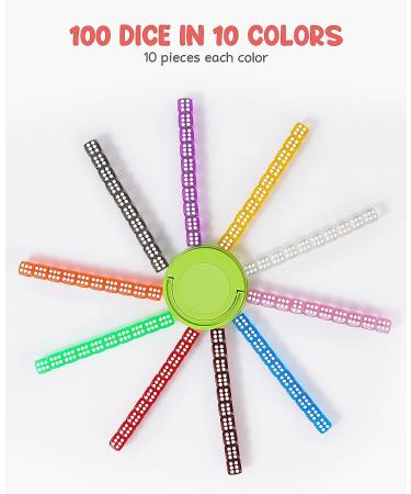 JoyCat 100 16mm 6 Sided Dice Set - Standard Game Dice for Kids and Classroom - 10 Translucent Colors with Storage Bucket - Buy Online on SooperMarket.com