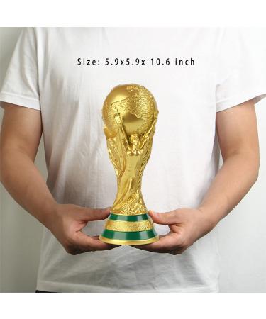 LNGODEHO 2022 World Cup Qatar Replica Trophy in Display Case, Resin Sculpture, Own a World Soccer's Biggest Prize (10.6 inch)