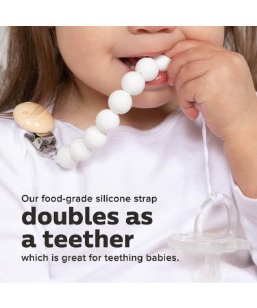 Premium Silicone Pacifier Clip - Safe Holder for Baby and Toddlers - Neutral White - Center Coast Collections - Buy Online on SooperMarket.com