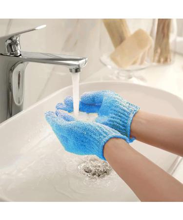 Reusable Blue Exfoliating Glove - 2pc Set for Body Scrubbing and Dead Skin Removal - Buy Online on SooperMarket.com