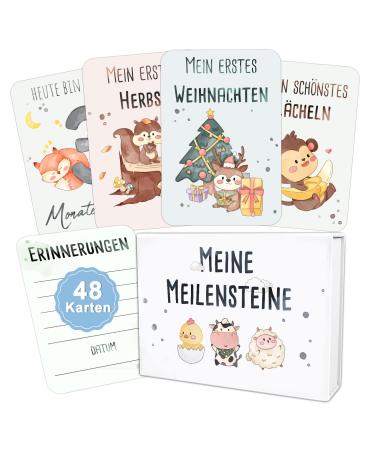 Marveligt's milestone cards baby 48 milestone cards set gifts for birth baptism or baby party gift box for boys & girls baby initial equipment newborn baby gift