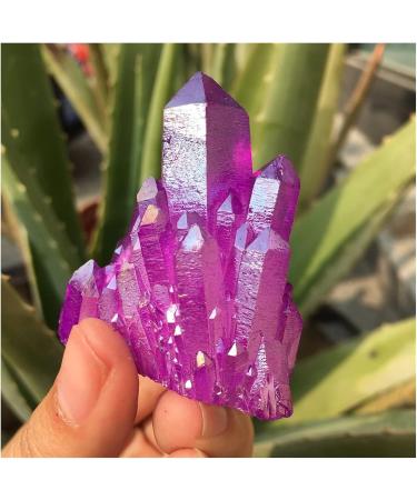 Beautiful Purple Flame Aura Stone Quartz Crystal Cluster Specimen Home Decoration Full of Texture - Buy Online on SooperMarket.com