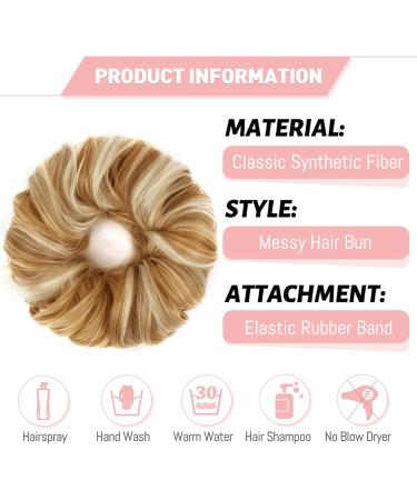 Vlasy Messy Bun Hair Piece Curly Wavy Scrunchies Extension Updo Synthetic Chignon F27/613# 60g - Buy Online on SooperMarket.com