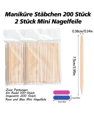 200 Pieces Orange Wooden Sticks & Double-Sided Rosewood Nail Files - Premium Manicure Tools for Nail Care - Buy Online on SooperMarket.com
