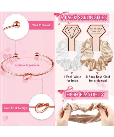 24 Pack Bridesmaid Proposal Gifts: Hair Scrunchies, Makeup Mirror, Love Knot Bracelets, Diamond Pens | Wedding Bridal Party Accessories - Buy Online on SooperMarket.com