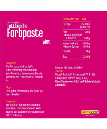 Decocino Fat-Soluble Blue Color Paste - 15g - Oil-Based Food Coloring for Chocolate Buttercream Fondant & Cake Dough | Ideal for Baking & Decorating - Buy Online on SooperMarket.com