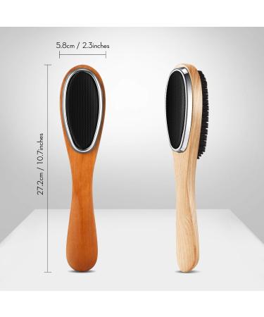 2-Piece 3-in-1 Lint Remover Brush & Shoe Horn - Beech Wood Handle for Clothes Wool Coats Couches & Pet Hair - Double-Sided Garment Cleaning Tool - Buy Online on SooperMarket.com