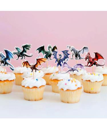 30-Piece Dragon Theme Cupcake Toppers - Mythical Cake Decorations for Weddings & Birthday Parties - Buy Online on SooperMarket.com