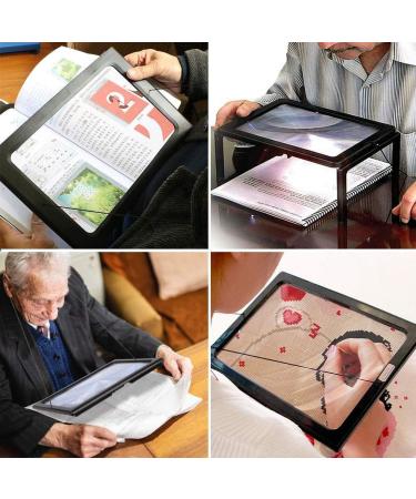 Full-Page Magnifying Glass Hands-Free Large Rectangular 2.5X Magnifier LED Lighted Illuminated Foldable Desktop Portable for Elder Kids - Buy Online on SooperMarket.com