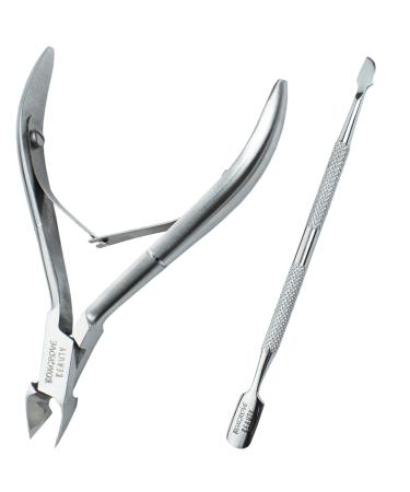 Professional Cuticle Cutter & Pusher Trimmer Manicure Tools with Double Spring Perfect Nail Care Tool for Manicure & Pedicure Beauty at Home/Spa/Saloon (Silver)