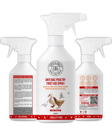 C&G Pets | Anti Bac Poultry First Aid Spray 500ml | Antiseptic Spray For Wounds | Improves Skin And Feather Health & Reduces Scratching | Natural Alternate To Iodine Spray & Purple Spray For Chickens