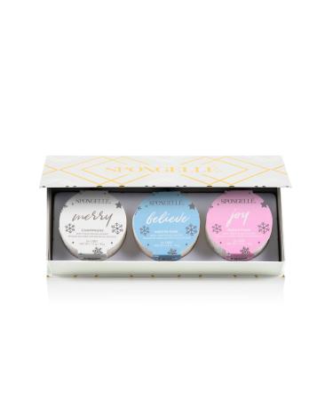 SPONGELL Holiday Ornaments Body Wash Infused Buffers Gift Set Holiday Cheer