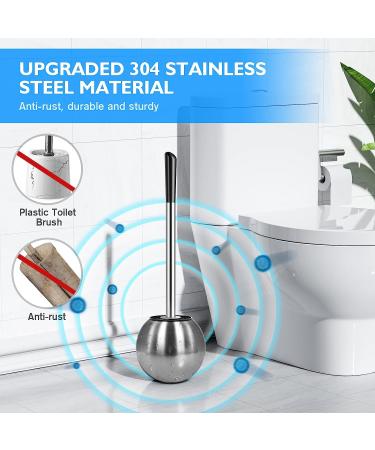 IXO Toilet Brush and Holder 2 Pack - 304 Stainless Steel, Extended Comfortable Handle, Durable Bowl Brush for Bathroom - Silver - Buy Online on SooperMarket.com