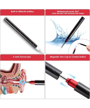 Earwax Remover Tool MYPIN 1080P HD Wireless Otoscope Ear Cleaner Kit Ear Wax Removal Kit Camera Ear Drops for Wax Ear Camera for iPhone/iPad/Android Red - Buy Online on SooperMarket.com