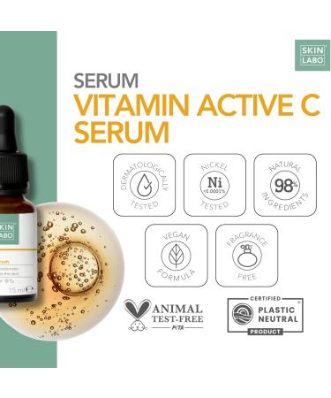 SkinLabo - Vitamin C Active Serum Brightening Moisturising and Revitalising Action Reduces Signs of Ageing with Ethyl- Ascorbic Acid - 15 ml - Buy Online on SooperMarket.com