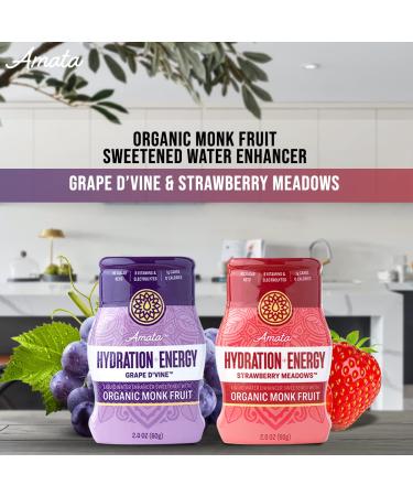 Amata Water Enhancer | Water Flavoring Drops | Perfect for Keto - Low Carb | Grape & Strawberry Natural Water Flavoring | Zero Calories | Organic Monk fruit Flavored Drops - (Pack of 2 - Each 2oz) Grape & Strawberry - Pack - Buy Online on SooperMarket.com