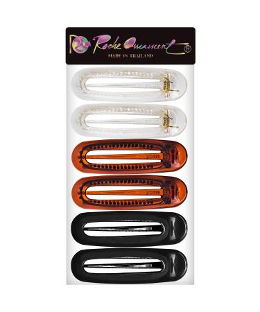 RC Roche Ornament 6 Pcs Womens French Barrette Hair Clips - Firm Grip Beauty Accessory in Clear Brown and Black - Pack of 6 - Buy Online on SooperMarket.com