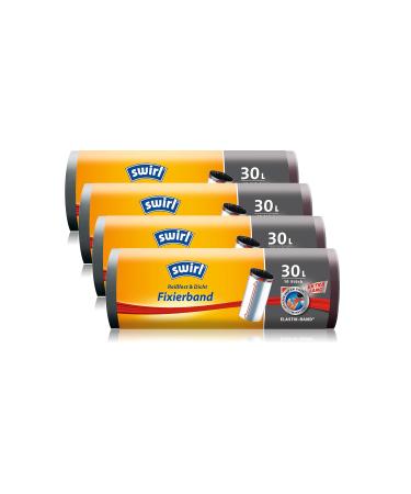 Swirl fixing tape garbage bags extra long 30 liters 4 rolls with 10 bags each anthracite 10 pieces (pack of 4)