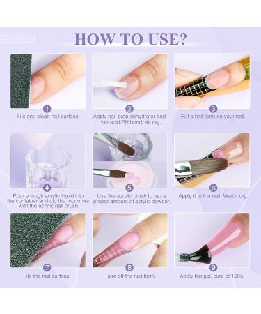 Saviland Acrylic Nail Kit for Beginners - 15g Clear/White/Pink Powder and Liquid Set with Nail Brush, Forms, and Dappen Dish - Easy to Use Starter Kit for Home DIY - Buy Online on SooperMarket.com